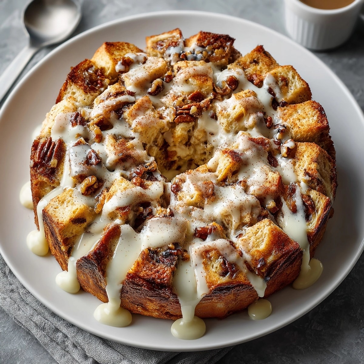 This decadent Cinnamon Roll Breakfast Bread Pudding is a warm, sweet, and cinnamon-infused comfort food staple.