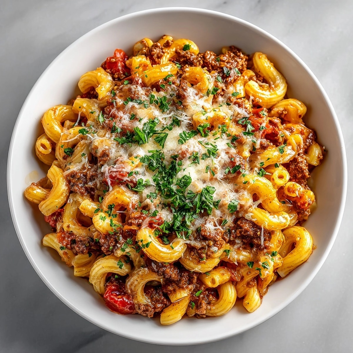 Creamy and comforting Grandma’s Goulash served in a pot, perfect for cozy family gatherings.