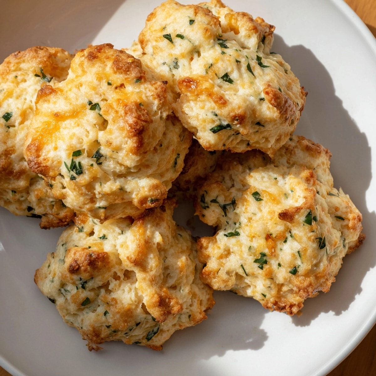 Warm, cheesy garlic biscuits with ricotta &amp;ndash; a savory, herby treat, served on parchment paper.