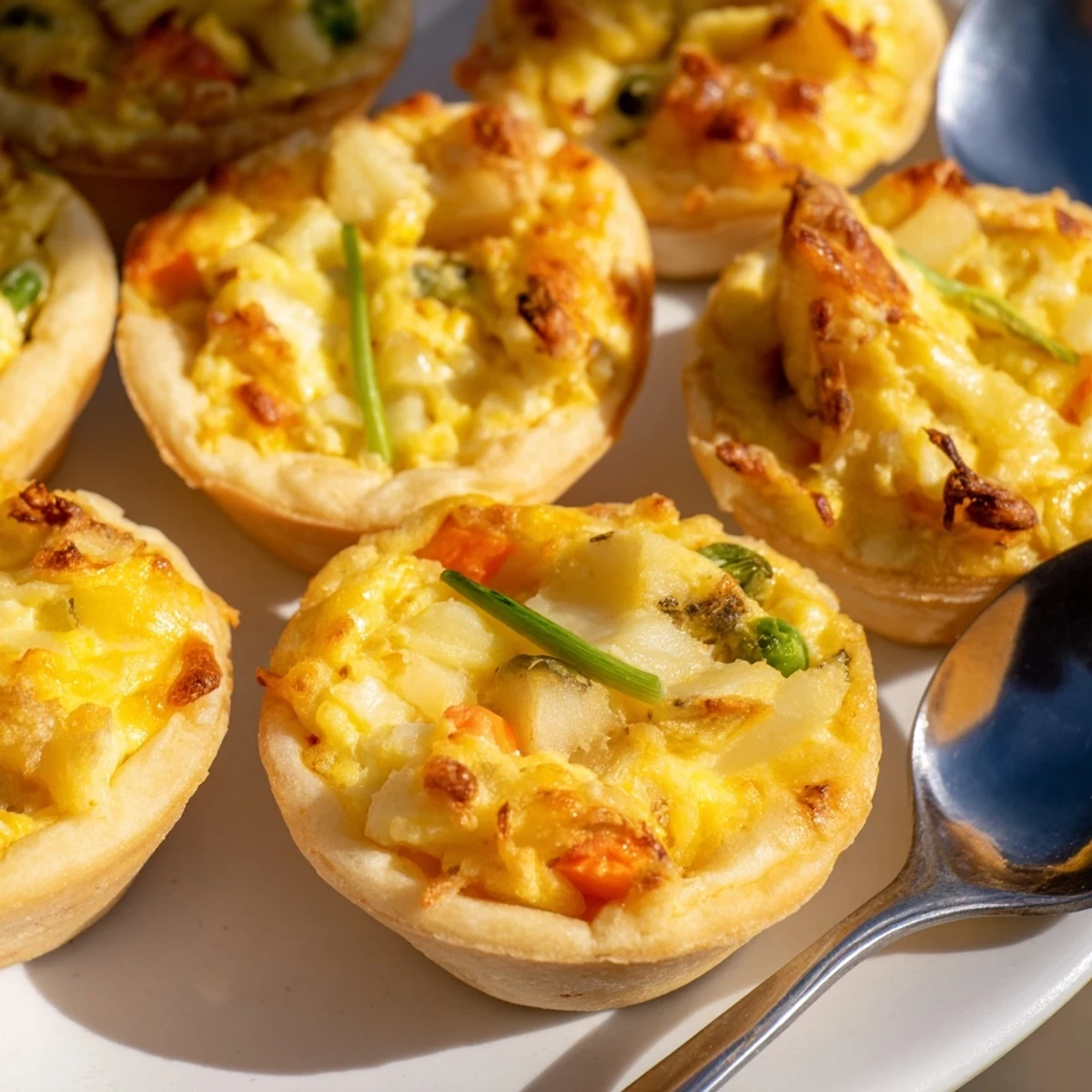 Warm and fluffy Japanese Curry Quiche Muffins, filled with colorful vegetables and cheese.