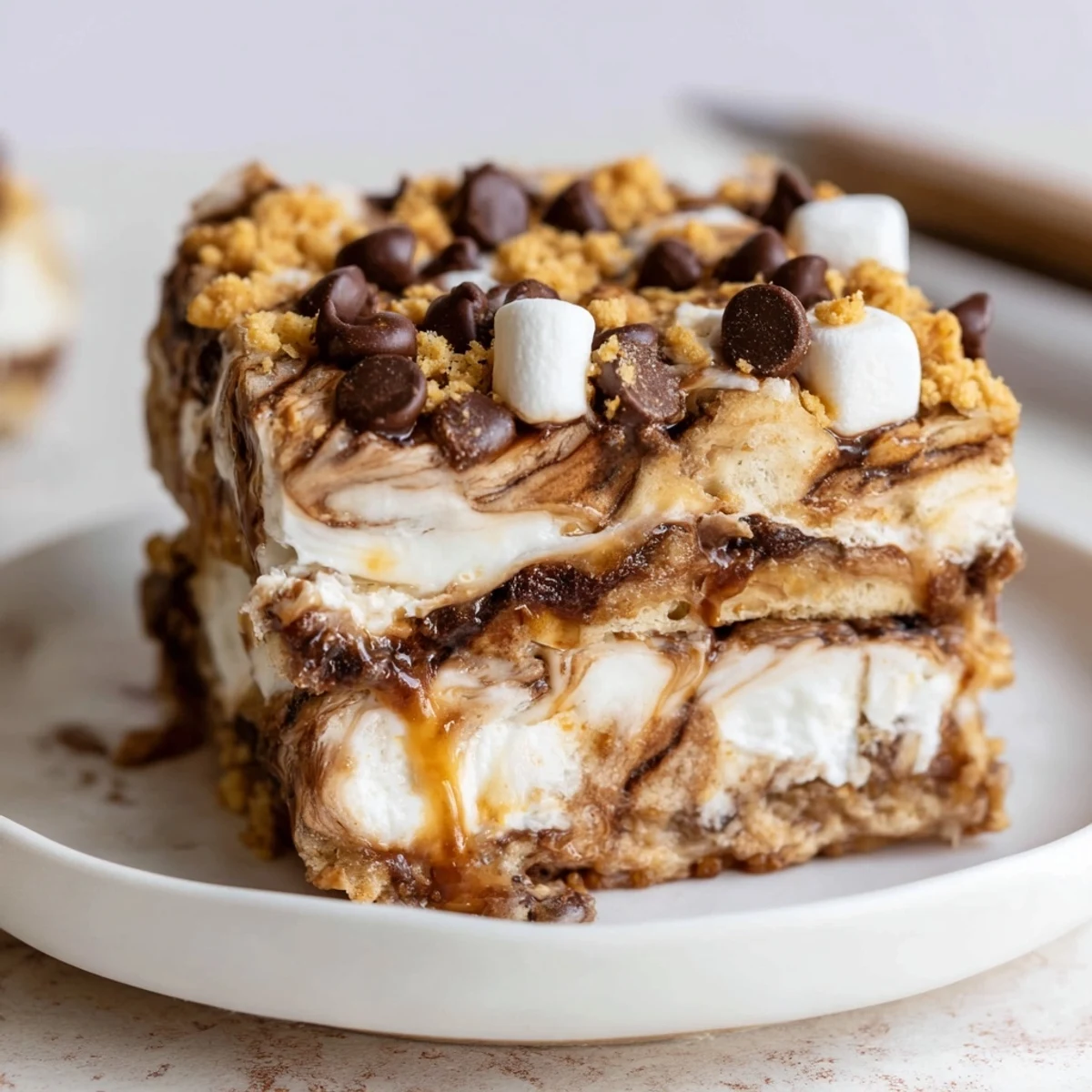 Savory-sweet Smores Buffalo Ranch Biscuit Bars garnished with crumbled graham crackers and zesty flavors.  