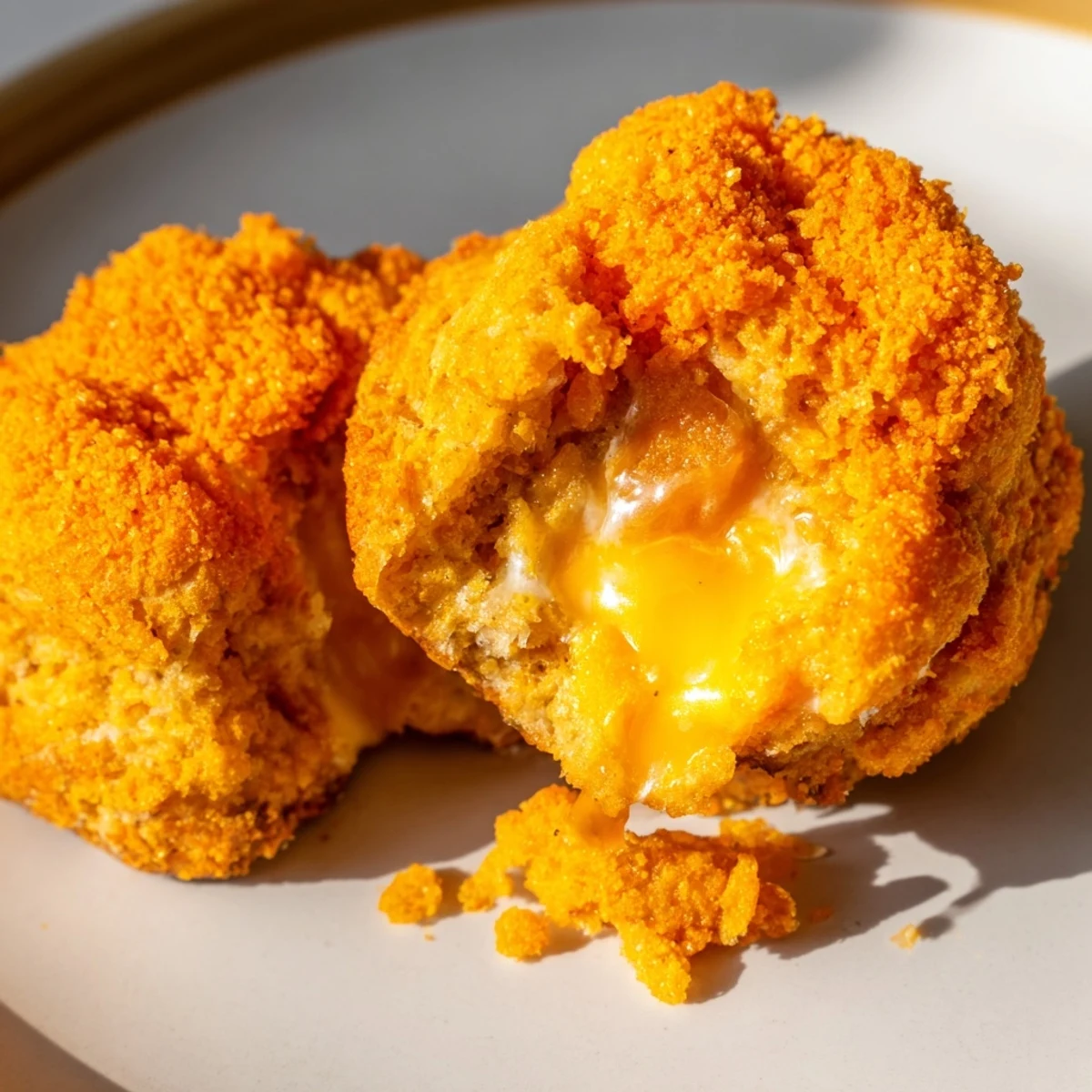 Spicy Flamin Hot Pumpkin Biscuit Bites with crunchy cheese crust, perfect for gatherings.  