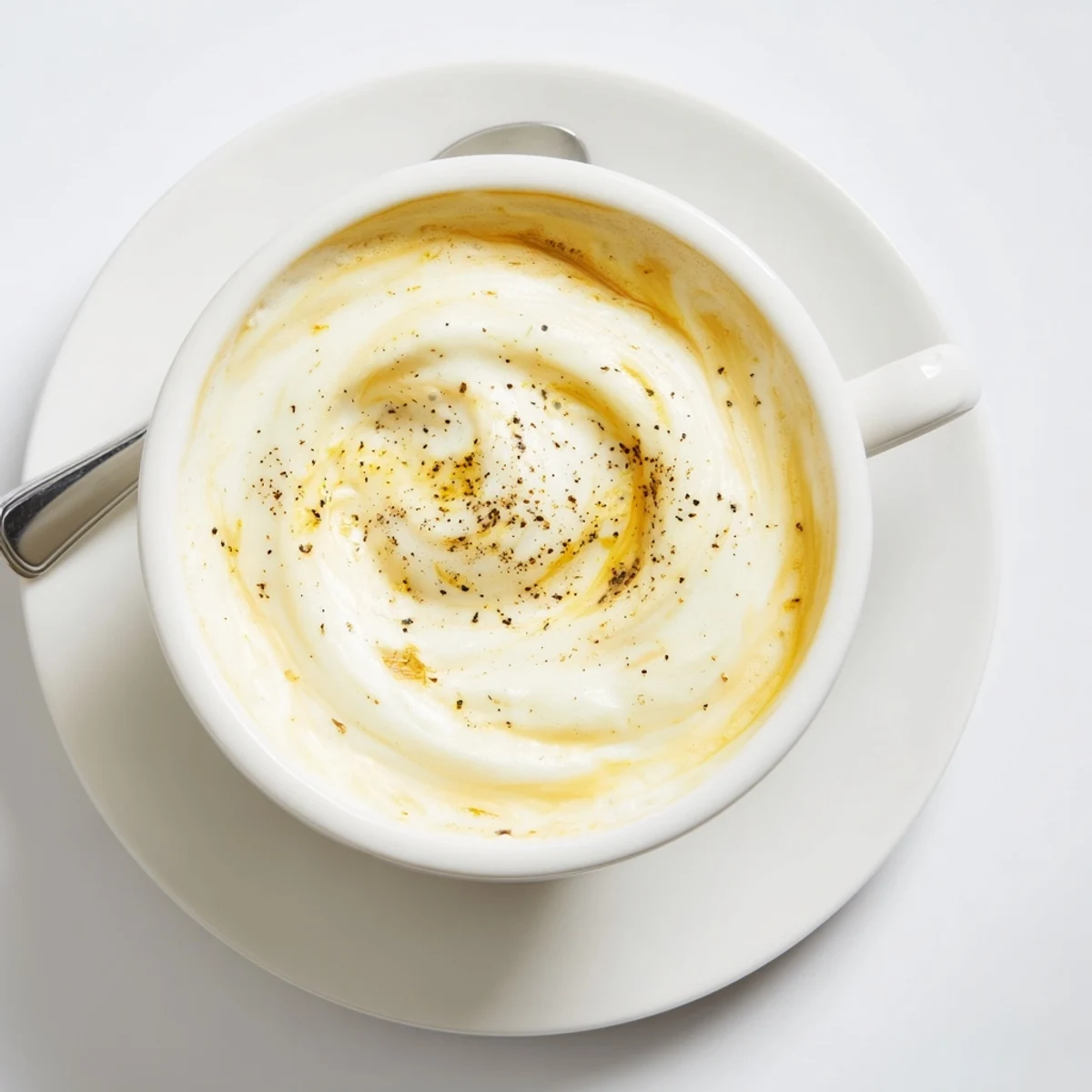 Rich espresso mingled with caramelized onions, served as a unique latte.