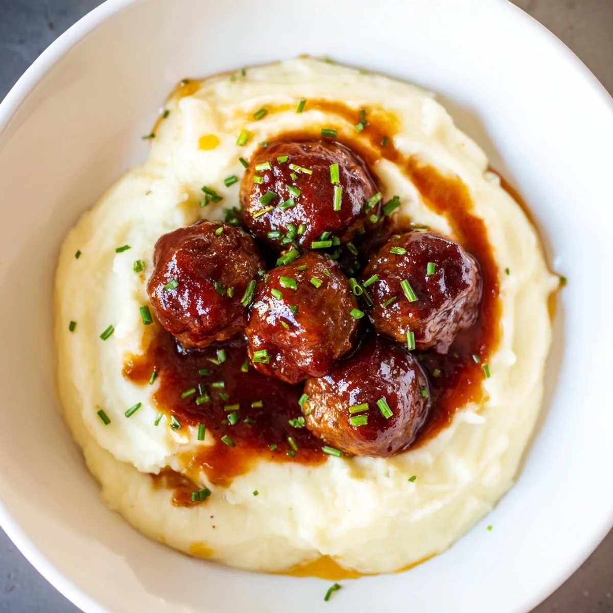 Smoky BBQ Meatballs with Mashed Potatoes: imagine the saucy richness, perfect for a hearty dinner tonight.