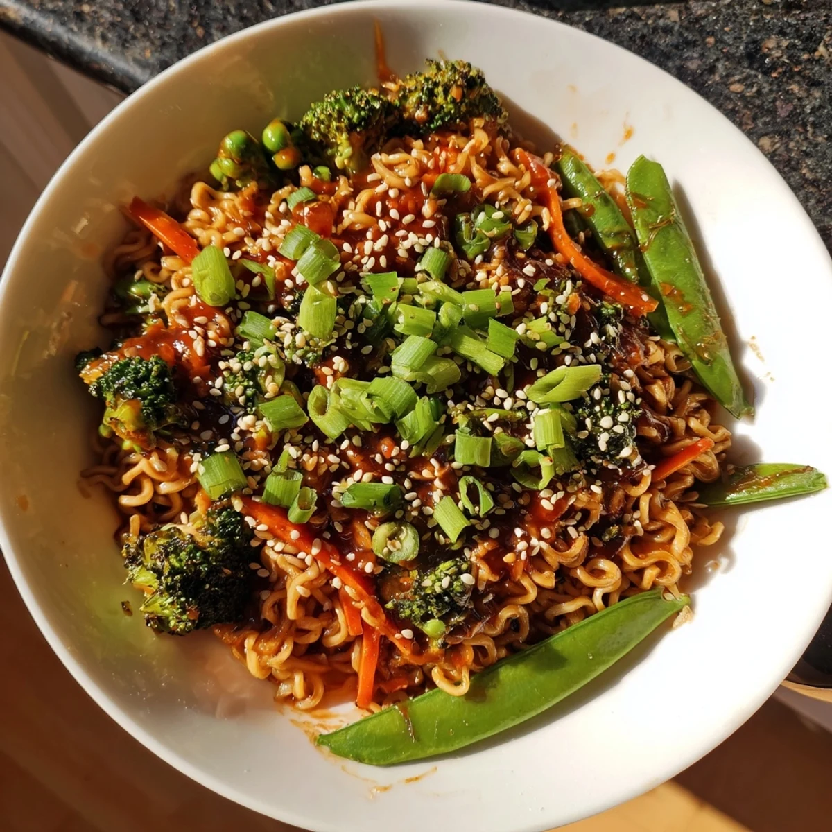 Aromatic Ramen Noodle Stir-Fry Remix: a quick, easy meal with perfectly cooked noodles and vibrant veggies.