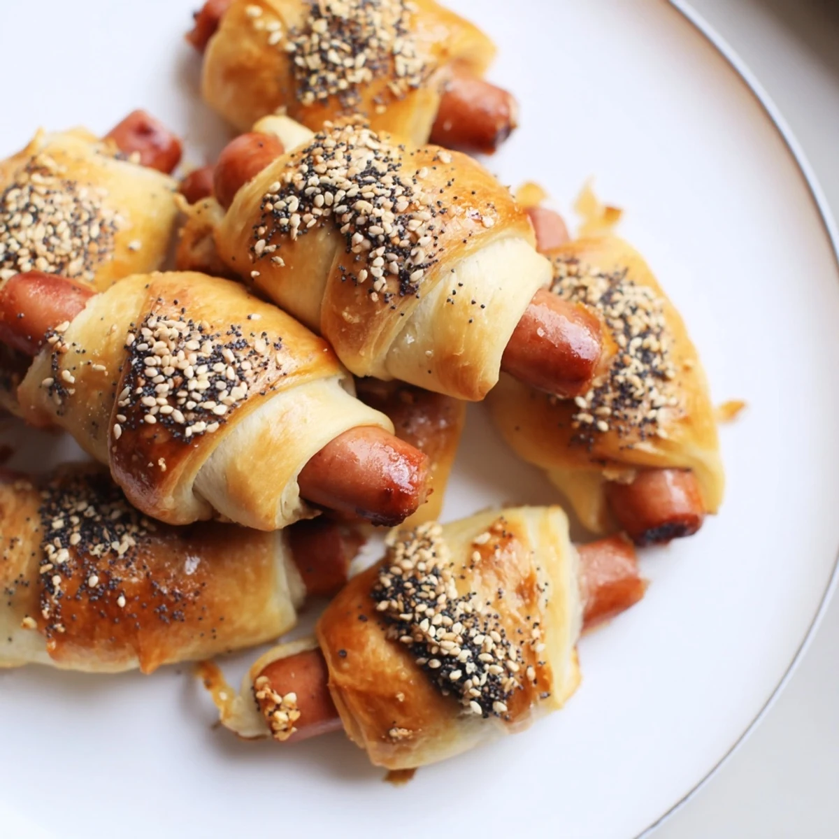 These perfect Everything Bagel Pigs in a Blanket feature tender sausages nestled in flaky dough.