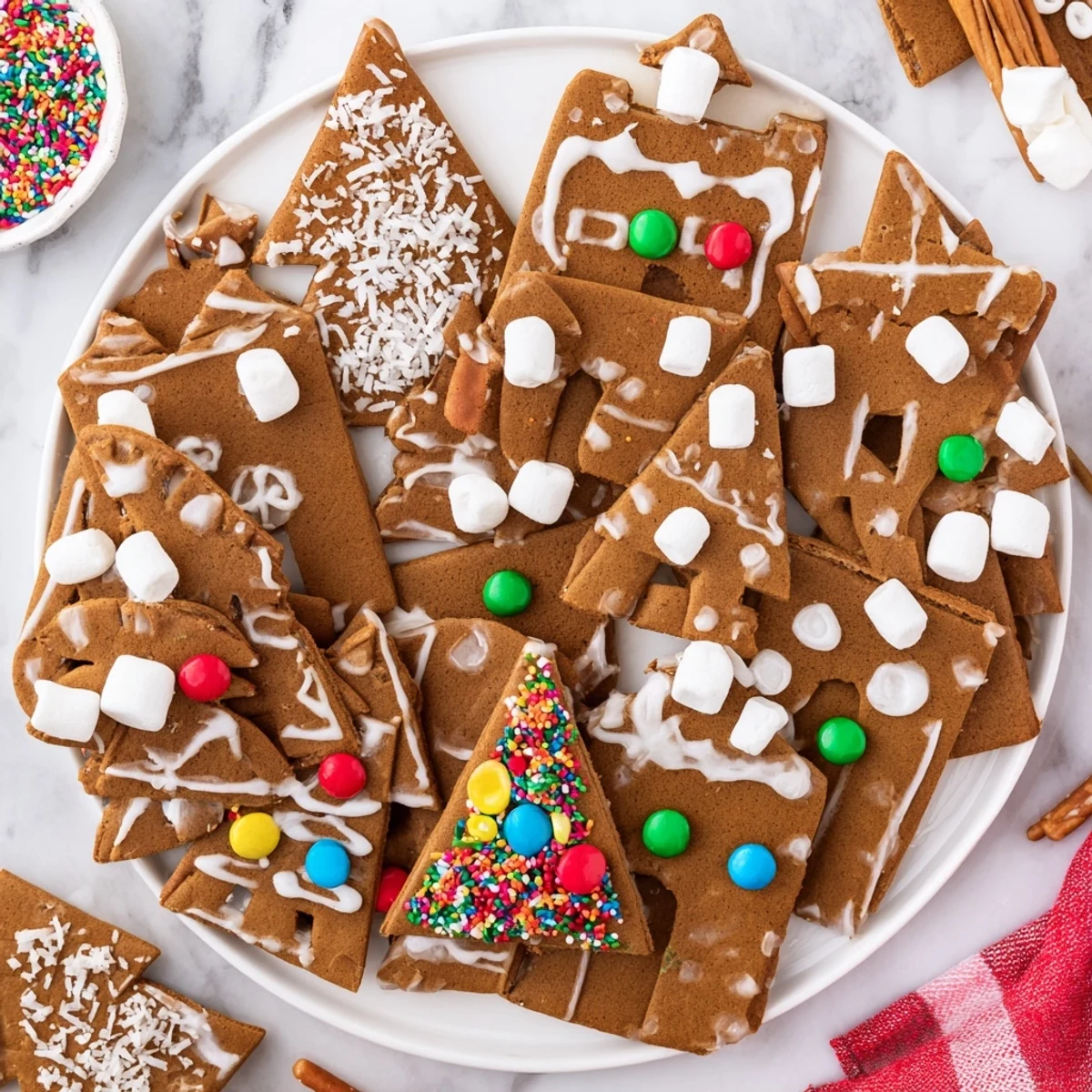 This festive Gingerbread House Board features perfectly baked gingerbread pieces and a snow-kissed, candy-covered landscape.
