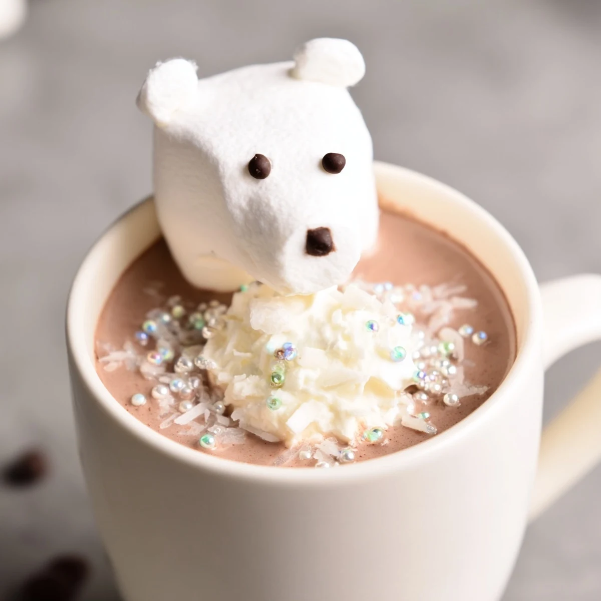 Enjoy this cozy Polar Bear Hot Chocolate Platter, perfect for a festive winter dessert, brimming with treats.