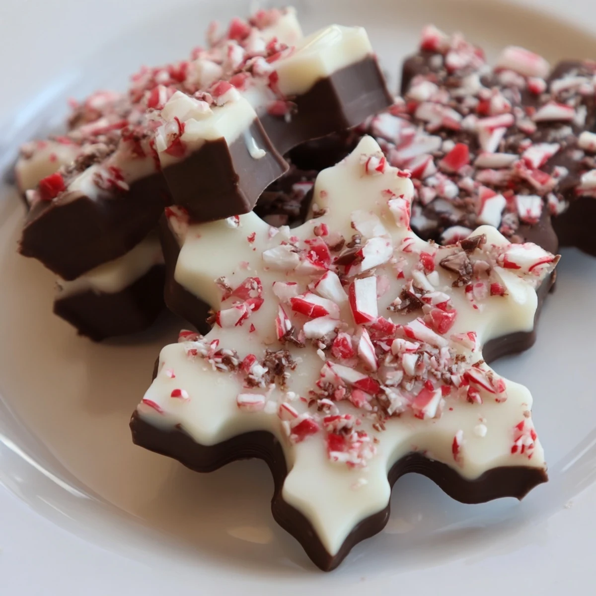 Peppermint Bark Snowflakes Treat