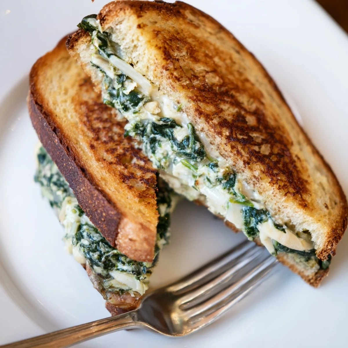 Air Fryer Spinach & Artichoke Dip Grilled Cheese: a melty, golden sandwich, perfect for a comfort food craving.
