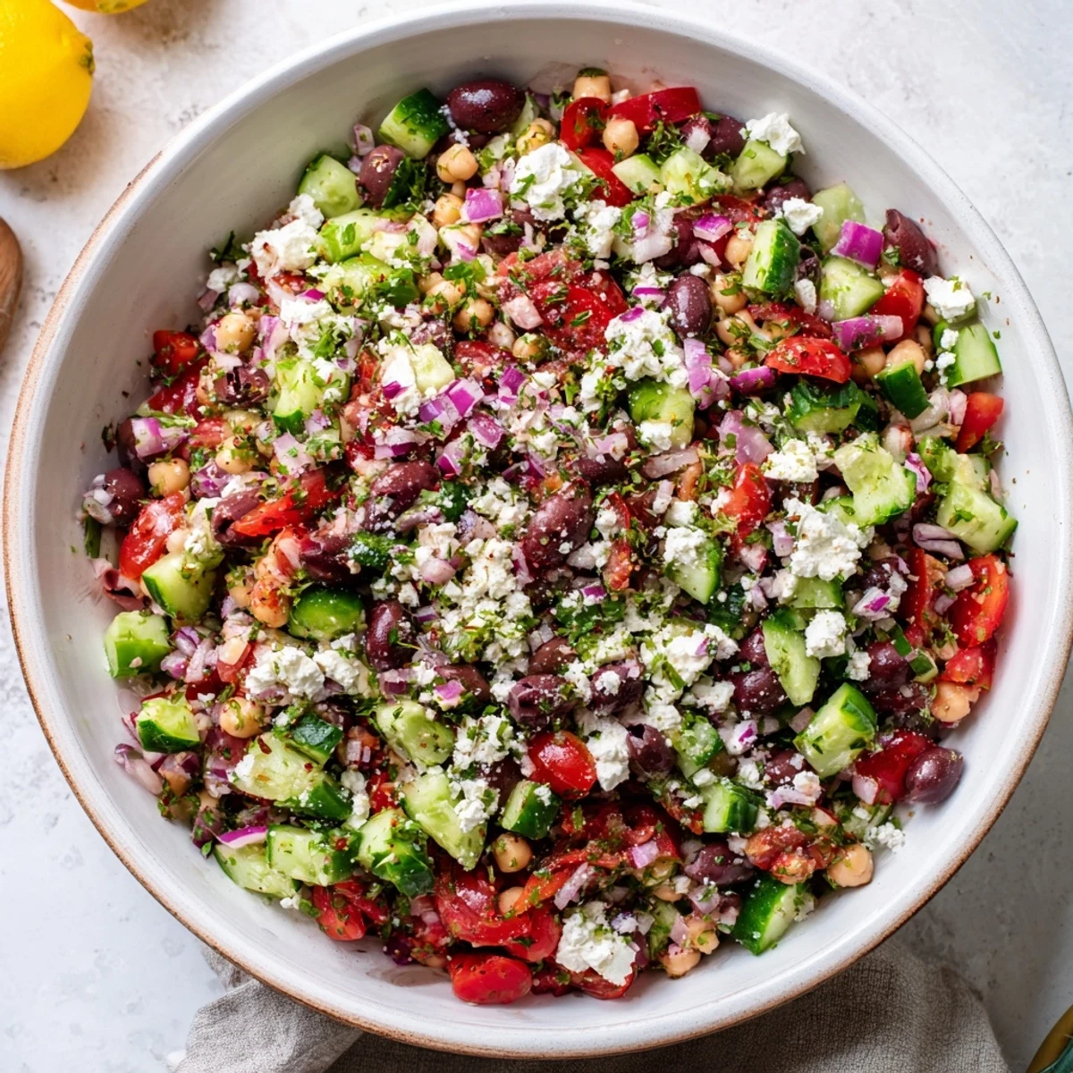 This delicious Mediterranean Chickpea and Feta Bowl is bursting with flavor, ready in just minutes!