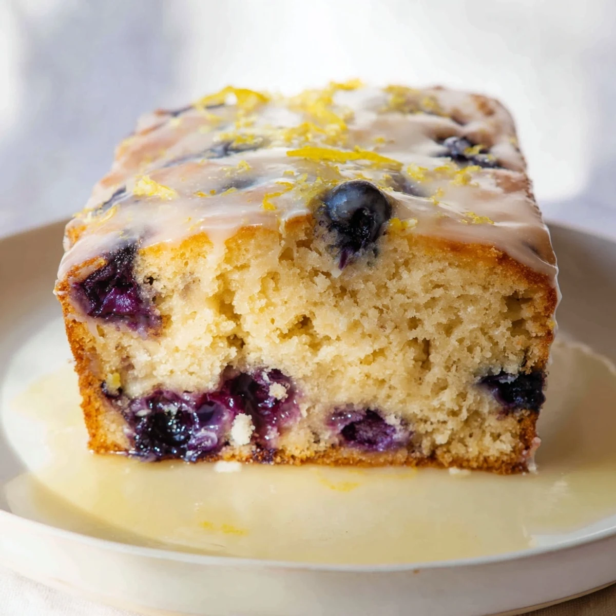 Fluffy Lemon Blueberry Yogurt Loaf, studded with juicy blueberries, ready to slice and enjoy.