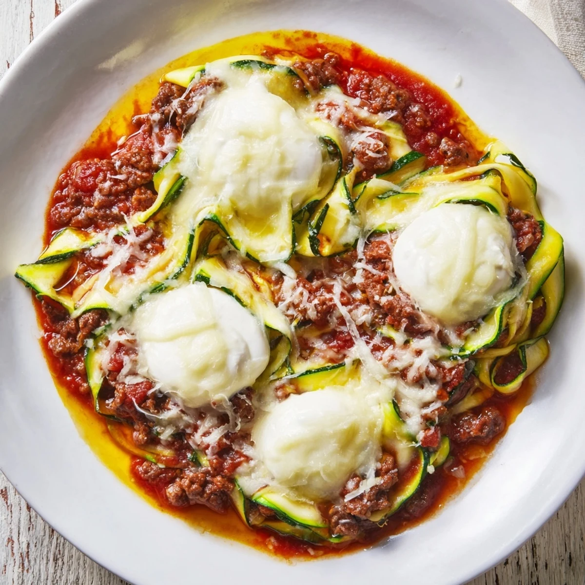 Zucchini Lasagna Skillet: a bubbling skillet of cheesy, low-carb Italian comfort food perfect for dinner.