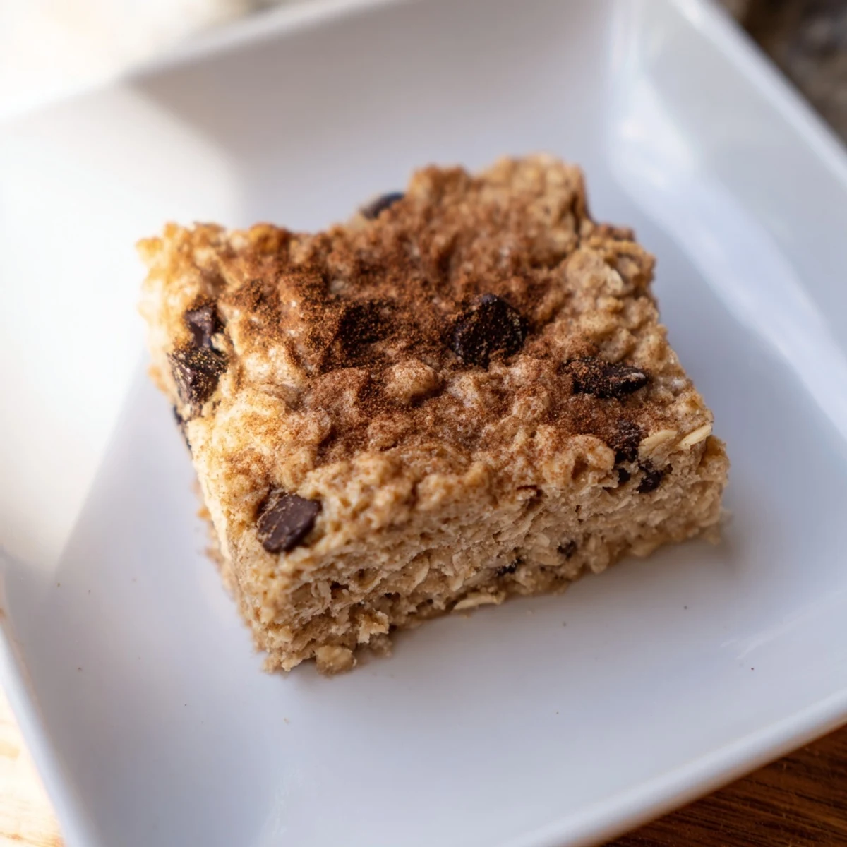 Fluffy, golden-brown baked oats that taste like cake, perfect for a delightful morning treat.