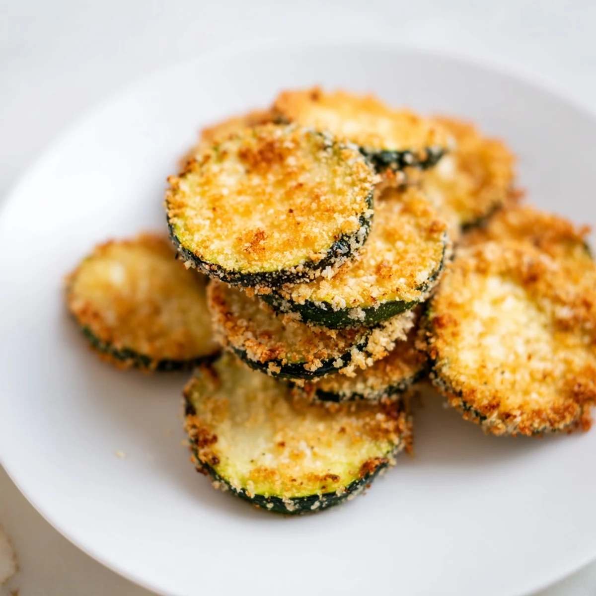 Crispy, golden Zucchini Chips, a healthier snack air-fried until perfectly crunchy and delicious.