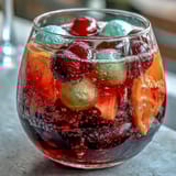 Festive graduation punch bowl featuring scoops of rainbow sherbet floating in bubbly lemon-lime soda and chilled pineapple juice.