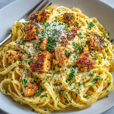 Rich Cowboy Butter Chicken Linguine piled high with tender chicken and silky, buttery pasta noodles.