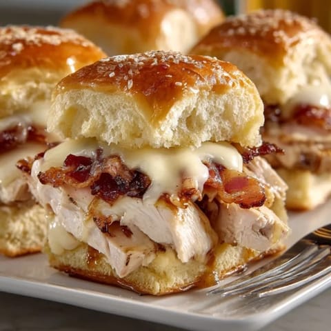 Freshly baked maple chicken and bacon sliders served warm, brushed with sweet maple butter on top.