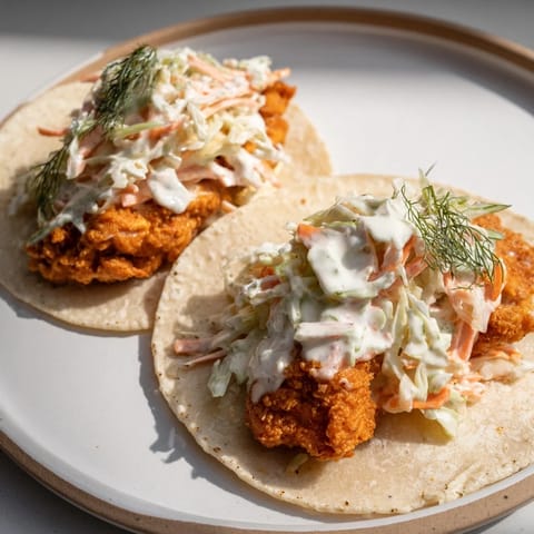 Buffalo Chicken Smash Tacos
