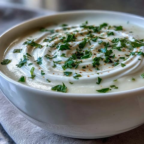 Creamy Celery Root Bisque steaming in a white bowl, garnished with fresh chives and a swirl of cream.