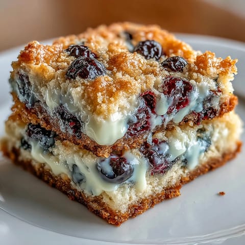 Chewy blondies packed with fresh blueberries and a rich white chocolate base, ideal for picnics and parties.