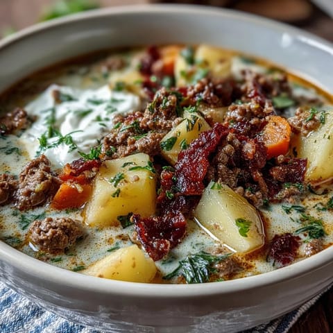 Shepherds Pie Soup Beef Veggies