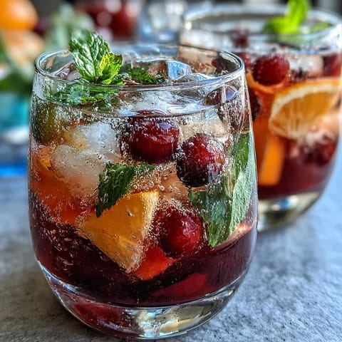 A vibrant Spring Sangria Mocktail with white grape juice, citrus slices, and fresh mint in a clear pitcher.