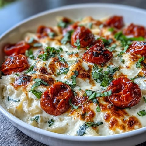 Creamy baked feta pasta with burst cherry tomatoes, a delicious Mediterranean comfort food.