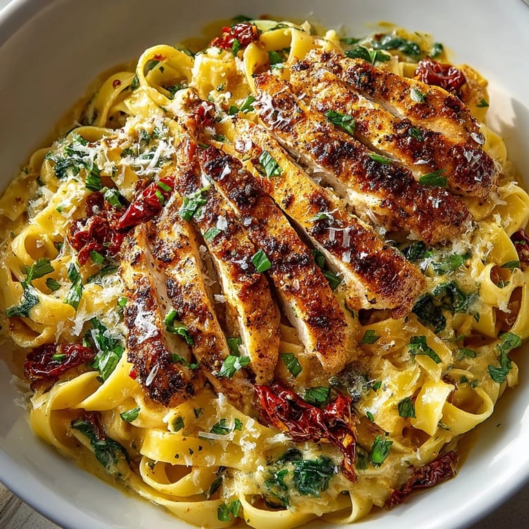 Golden pasta with succulent chicken showcased within the creamy Marry Me Chicken Pasta, topped with brown butter.