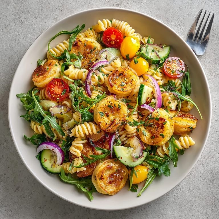 Enjoy a unique and delicious Pancake Pasta Salad, perfect for brunch or a light meal.