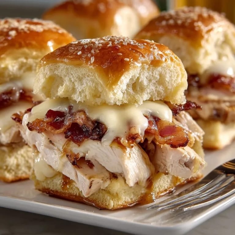 Freshly baked maple chicken and bacon sliders served warm, brushed with sweet maple butter on top.
