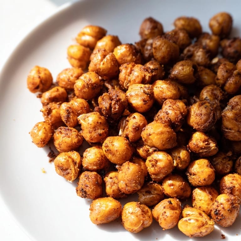 Homemade Garlic BBQ Roasted Chickpeas offer delightfully crunchy textures, ideal with lunchtime dishes.