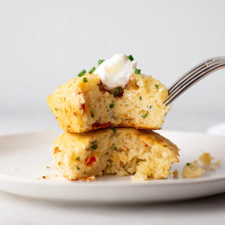 Delicious fusion pancake breakfast featuring chili and garlic, great with fresh chives.