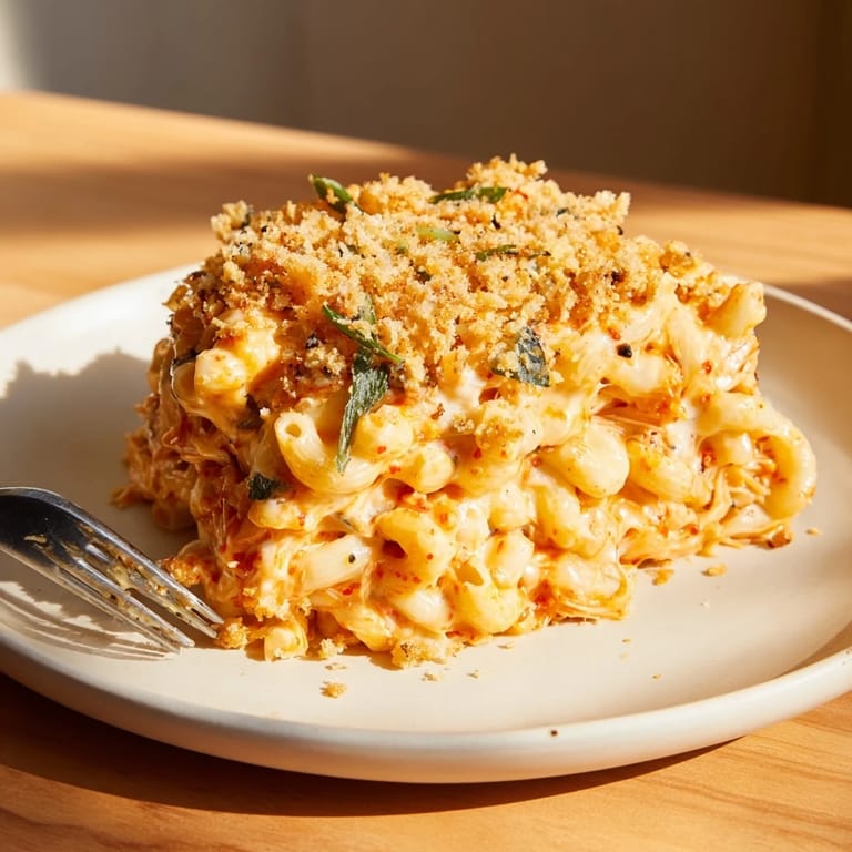Satisfy your cravings with Spicy Kimchi Mac & Cheese, a fusion twist on comfort food.