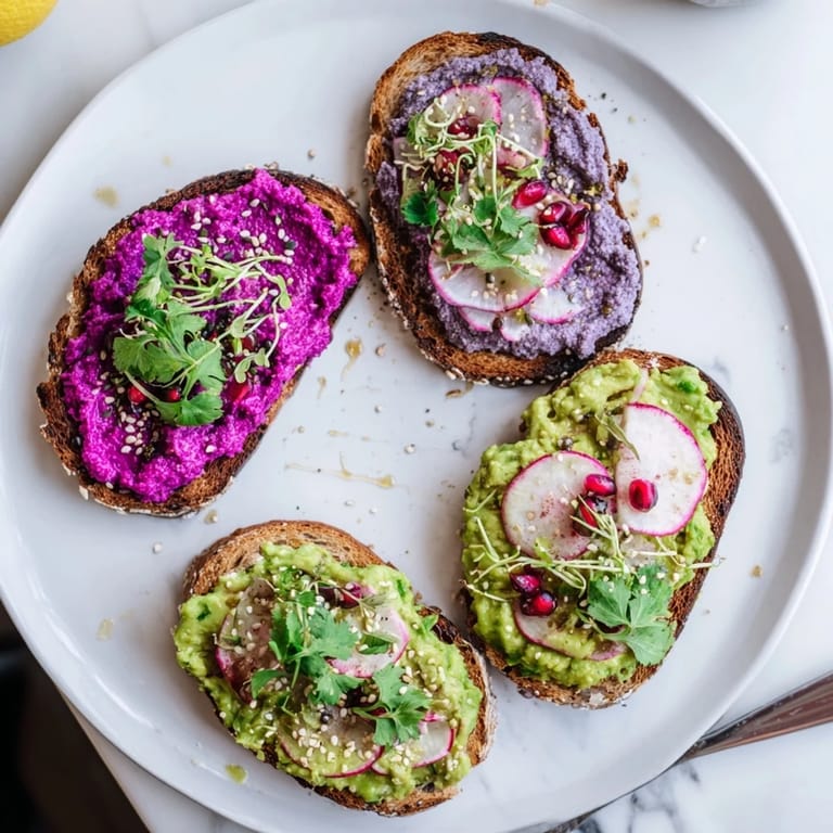 Delicious Bright & Bold Breakfast Toasts featuring creamy spreads and fresh garnishes for brunch.