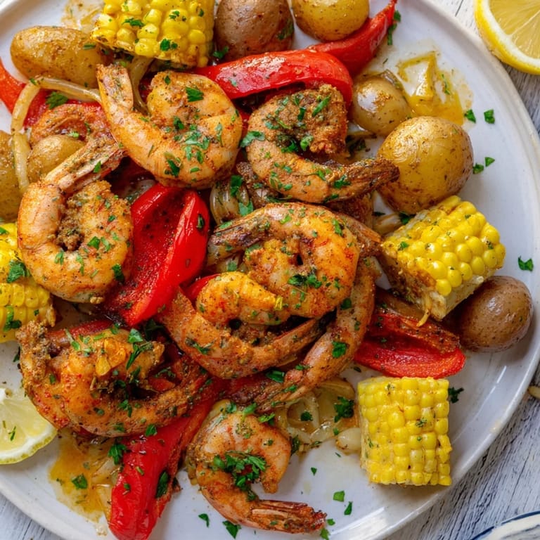 Flavorful Cajun shrimp & sweet corn dish, ideal for summer gatherings and celebrations.
