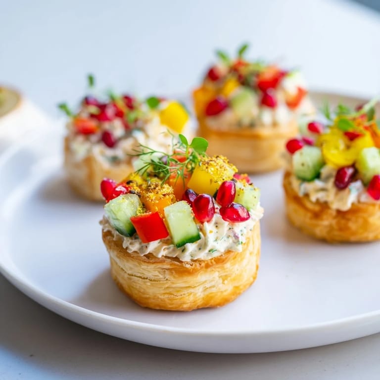 Freshly baked Savory Tartlets: mini wreaths featuring a flaky crust and herb-infused cheese filling, delicious!