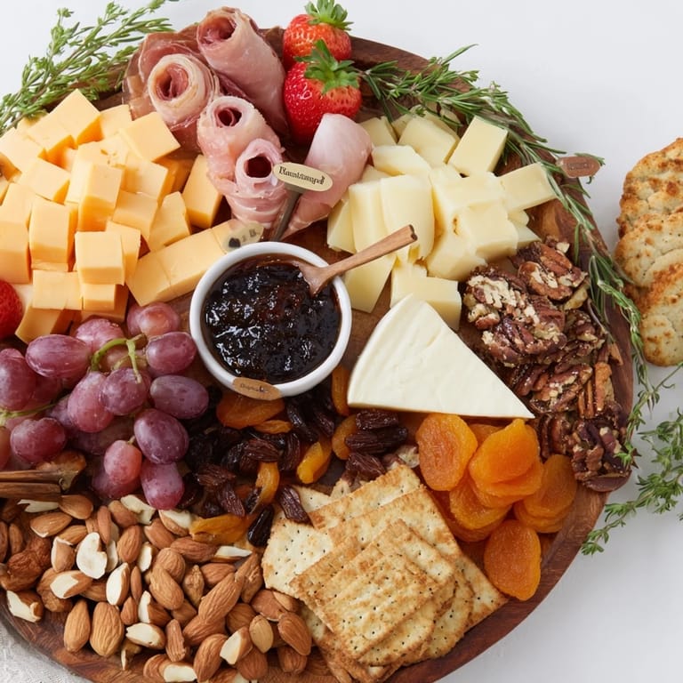 Delectable anniversary heirloom arrangement, with fig jam and dark chocolate, crafted for a special day.