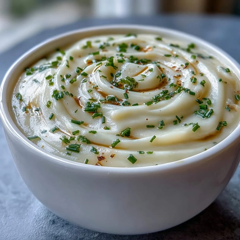 An elegant bowl of Creamy Celery Root Bisque served alongside warm crusty bread on a rustic table.