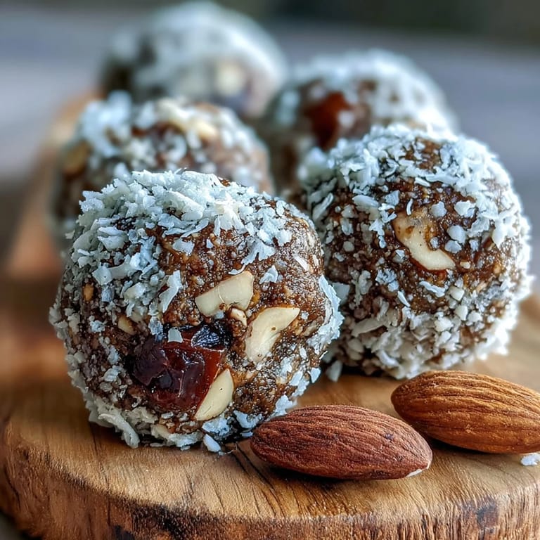 These Hojicha Energy Balls are coated in coconut with cacao nibs for a crunchy bite.