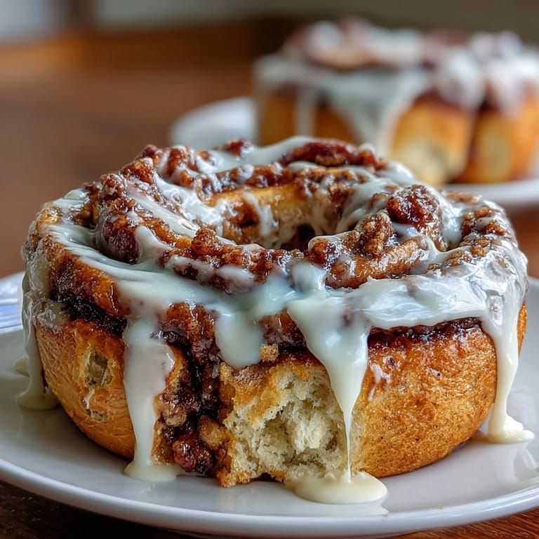 Golden-brown cinnamon swirl bagels drizzled with creamy vanilla yogurt glaze, offering a nutritious twist on a classic favorite.
