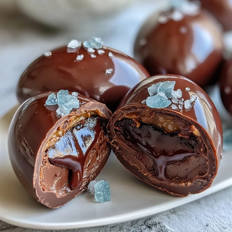 Bite into these dark chocolate peanut butter Easter eggs, featuring smooth centers and a delicate sea salt crunch for a festive indulgence.