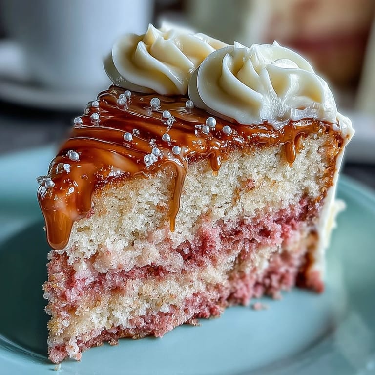 Savory cream cheese layered cake adorned with decadent gold drip for showers.