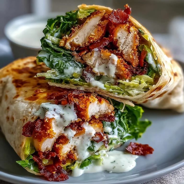 Deliciously savory crispy chicken Caesar wraps, perfect for a quick lunch.