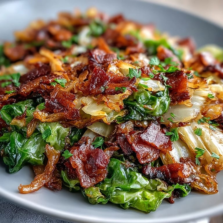 Tender sautéed cabbage, smoky bacon, and onions, a Southern comfort side.