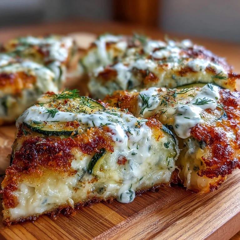 Tangy dill pickle pizza topped with melty cheese and zesty ranch.