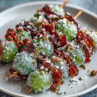 Vibrant frozen grape skewers with zesty lime sugar, a refreshing summer snack perfect for hot days and easy entertaining.